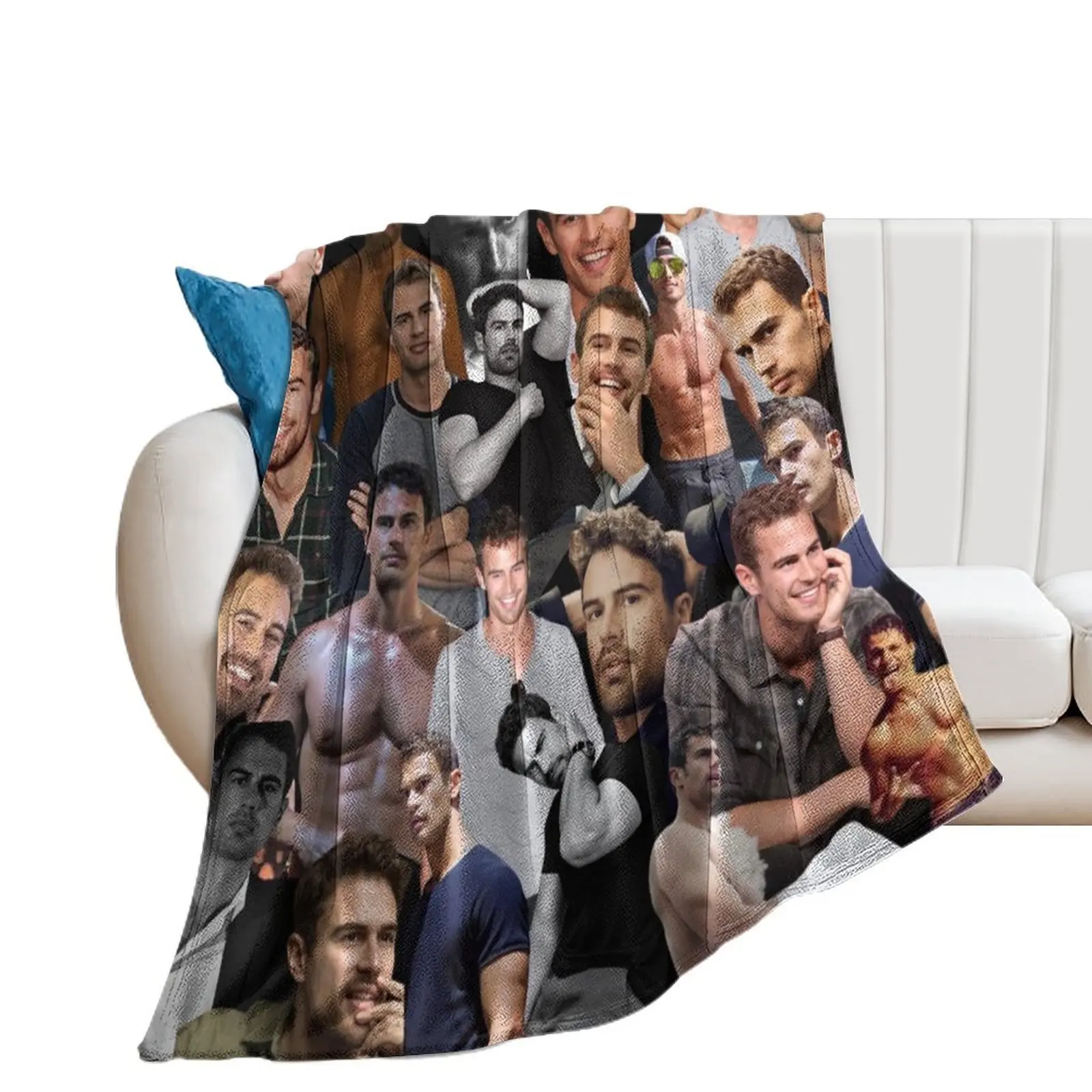 

theo james photo collage Throw Blanket Soft Plush Plaid Blankets Sofas Of Decoration Blankets