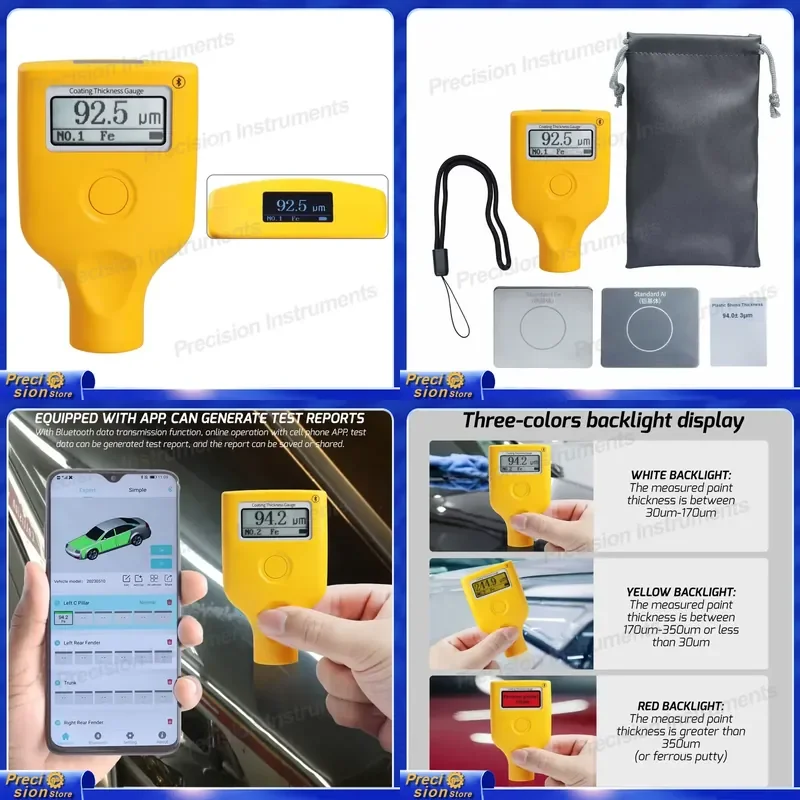 For Digital Paint Thickness Gauge Car Coating Meter Fe NFe Auto Body Repair Tool 0-3500um High Precision Used Vehicle Tester