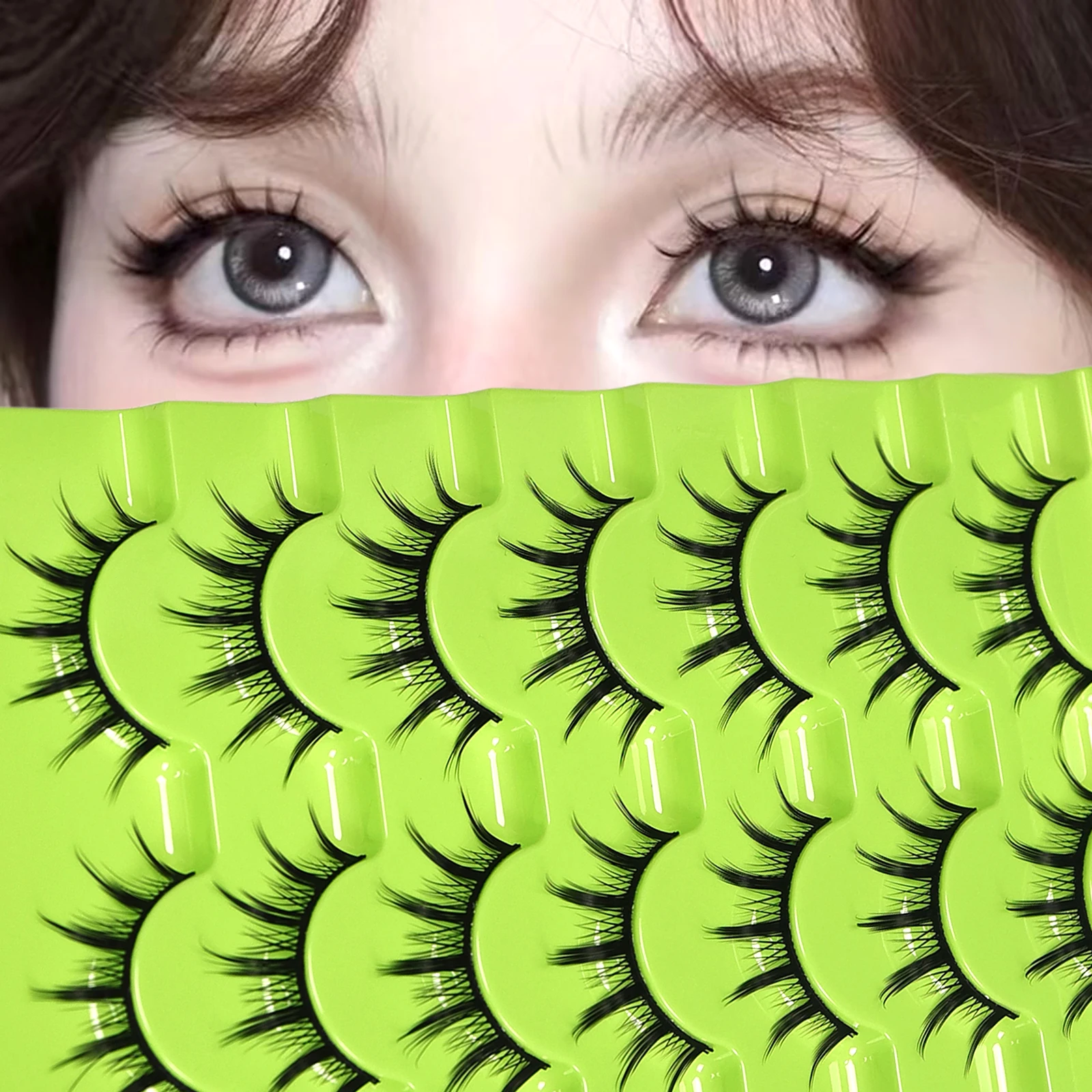 7 Pairs False Lashes 3D Fluffy Spiky Anime Eyelashes Reusable False Lashes for Daily Makeup Eye Lash Extension Pack