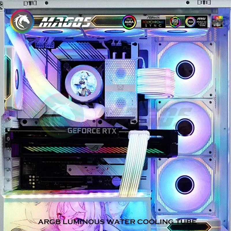 

LED Emitting Tube For 360/240 AIO Watercooler Radiator, PC Case Decoration Luminous Neon Line M/B 5V ARGB SYNC
