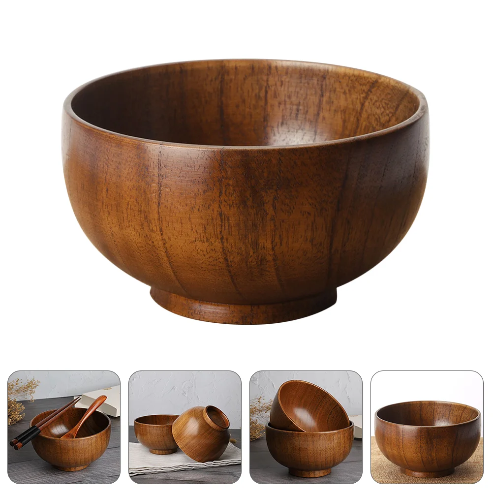 

Salad Bowl Tableware Ramen Big Bowls Serving Cute Fruit Decorative Storage Holder Food Wooden Thicken Dried Snack