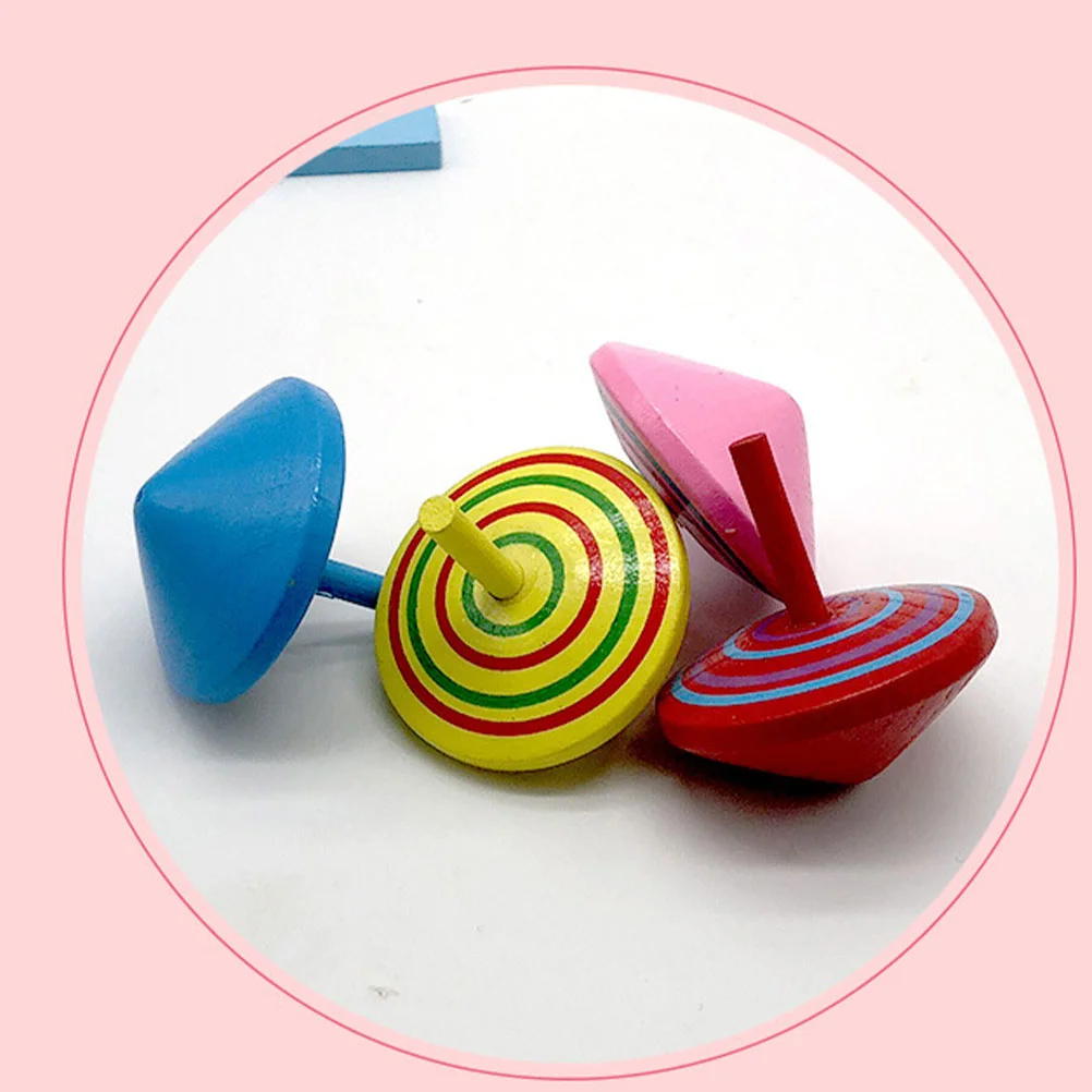 10 Pcs Suction Plates for Toddlers Kid Basket Mini Tops Toys Kids Game Wooden Peg-top Colorful