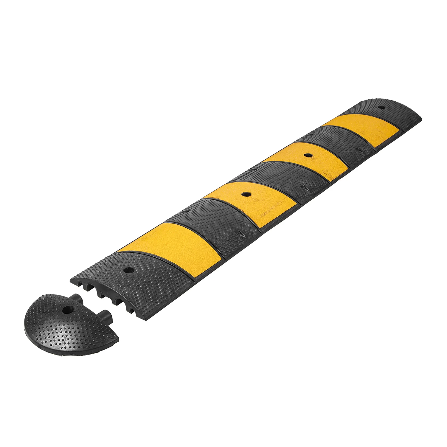 6ft Rubber Speed Bumps 2 Channel Heavy Duty Modular Lane Speed Bumps Black Yellow Cable Protector Ramp
