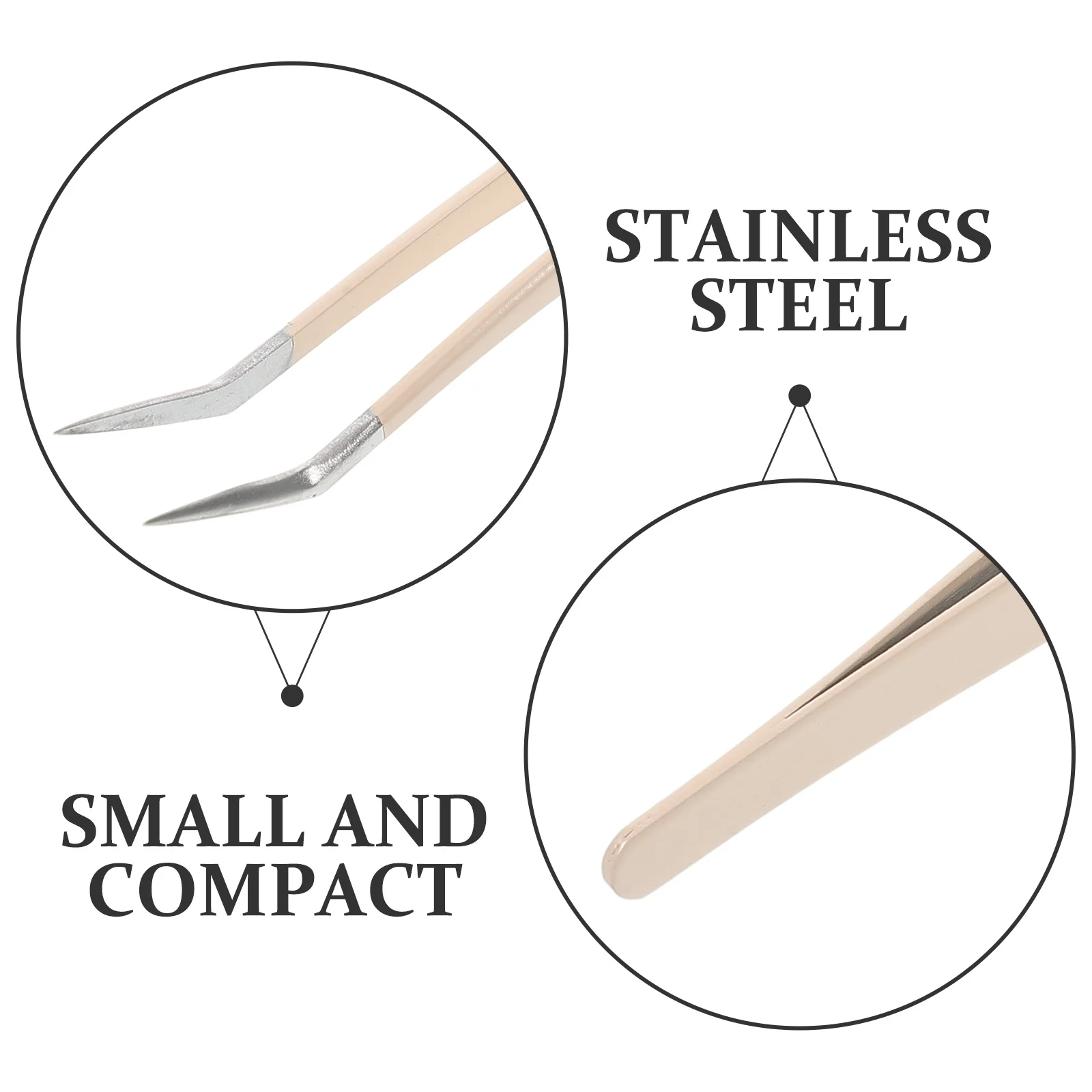 Pinzas de pestañas de precisión, punta doblada, herramienta de maquillaje multifuncional Beige, extensión de pestañas, cinta de párpado doble, aplicación portátil