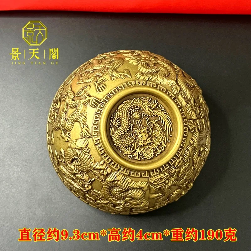 Pure copper Kowloon relief Year of the Dragon holy cup water supply cup purification cup supply bowl home deco