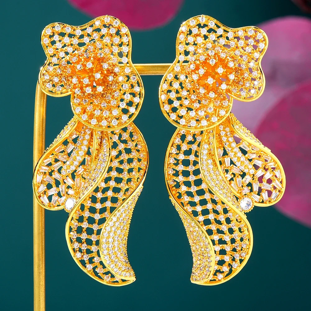 

Soramoore Luxury Big Pendant Earrings For Women Wedding Geometric Earring Brincos Female DIY Fashion Jewelry Gift High Quality