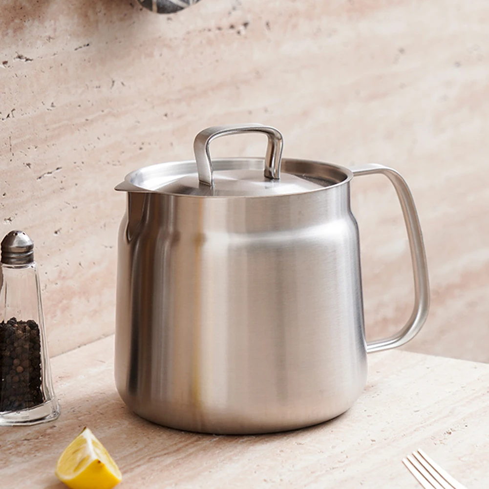 

1.5/2L Oil Fryer and Filter Cup Combo Large Capacity Stainless Steel Cooking Oil Filter Leak-proof Fry Kitchen Pot Kitchen Tools