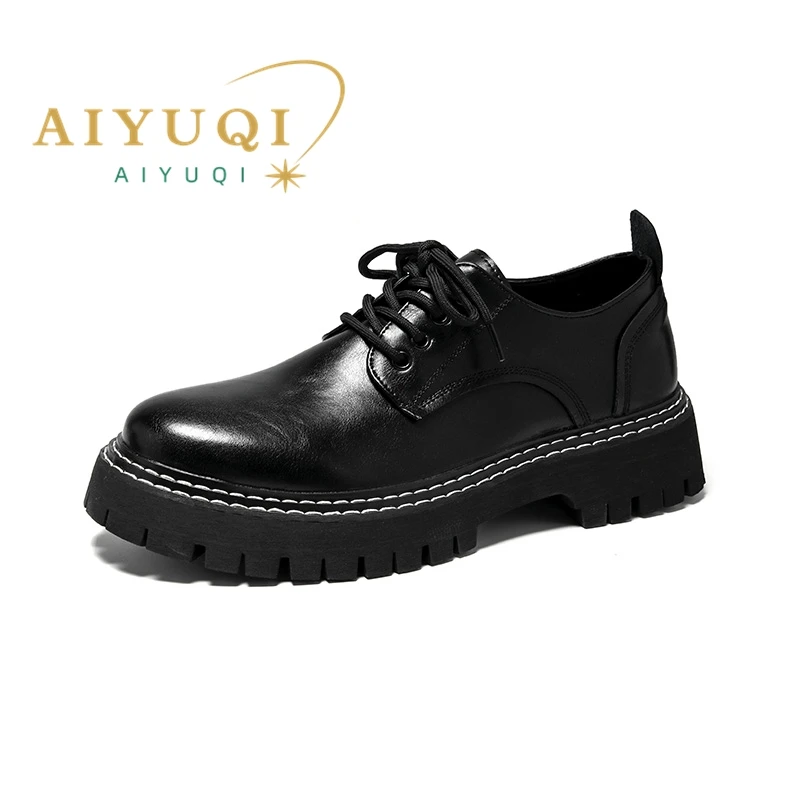 

AIYUQI Men Oxford Shoes British Style 2023 Autumn New Round Head Lace-up Casual Loafer Men Thick Soles Non-slip Office Shoes Man