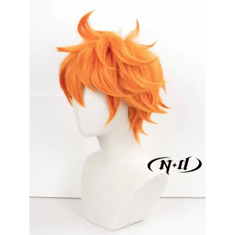 Peluca de cosplay de anime Hiyama Shoyo para niños de voleibol, pelo corto y puntiagudo naranja con estilo volteado