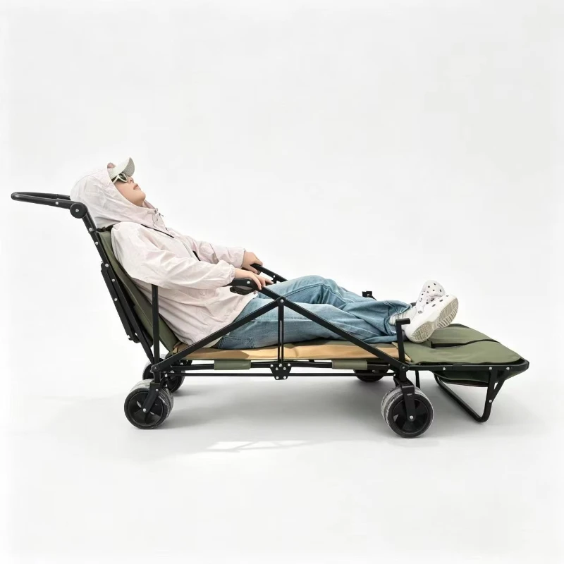 Outdoor multi-function camper reclining foldable beach camper tank wheel dual-purpose small trailer