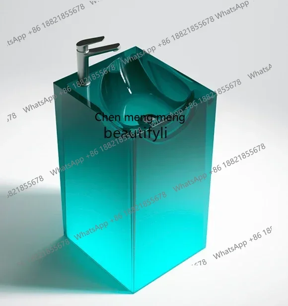 ss cn8350 ss 8350 Floor-Type Bathroom Wash Basin Color Transparent Resin Art Basin Pedestal Basin