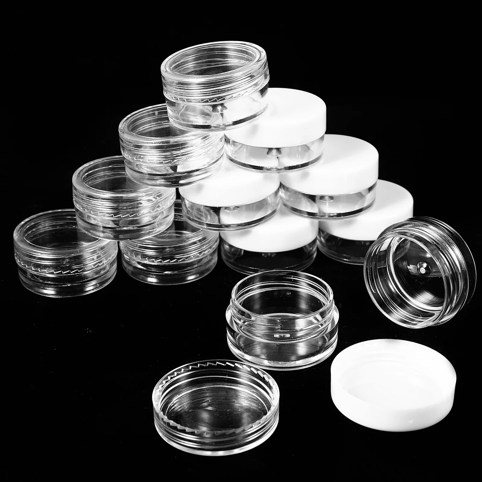 Petits pots de crème pour le visage, conteneurs rechargeables étanches pour voyage, produits de soins de la peau, distributeurs transparents, 50 pièces