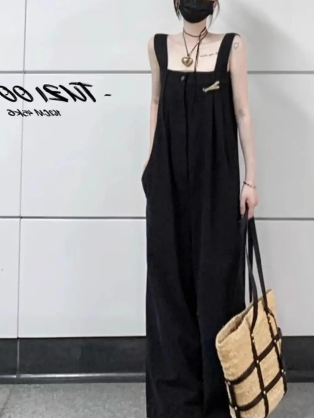 

Женские джинсовые комбинезоны Bla: весенне-осенние, свободные, с высокой талией, широкими штанинами, из хлопка с эластаном, устойчивые к пятнам, повседневные, стильные