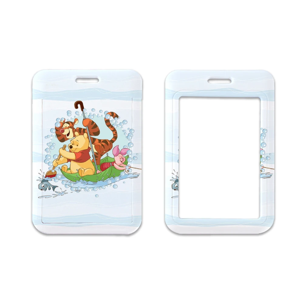 Porte-badge d'identification de dessin animé Winnie pour filles et garçons, sangle de cou, détruire AndrDoor, porte-cartes, lanières, porte-clés Disney, porte-documents d'identification