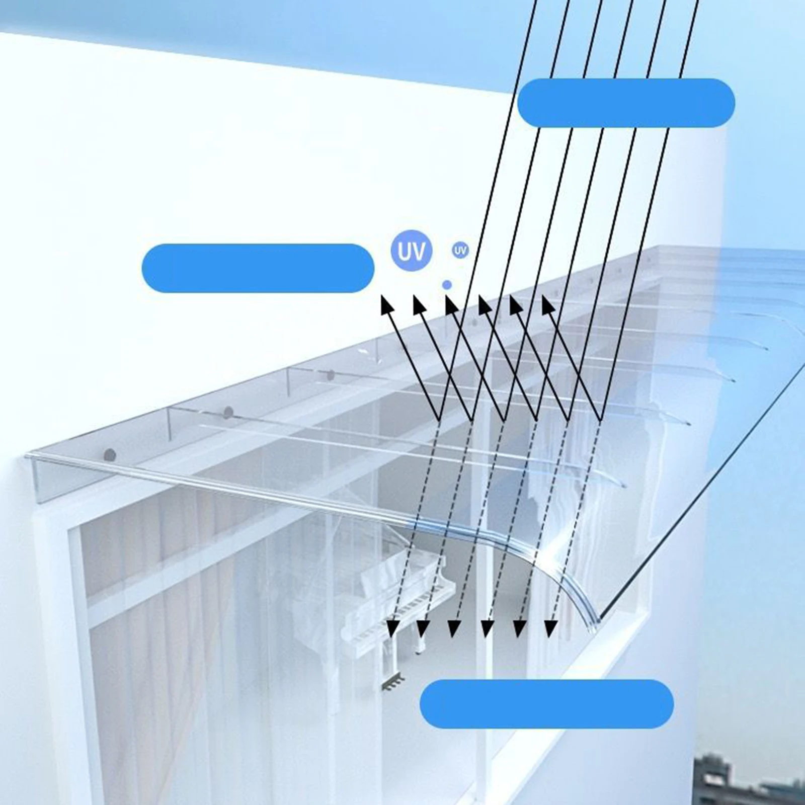 Entry Door Window Awning Exterior Clear Sun Shetter Front Door Canopy No Brackets Porch Awning Door Awning for Outside Sunlight