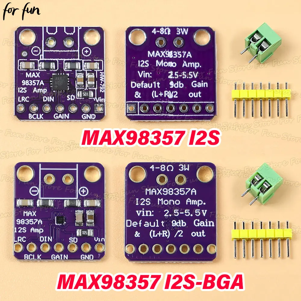 For Fun MAX98357 I2S BGA  Audio Amplifier Module DAC 3W Class D Amplifier Without Filtering for Raspberry Pi Arduino and ESP32