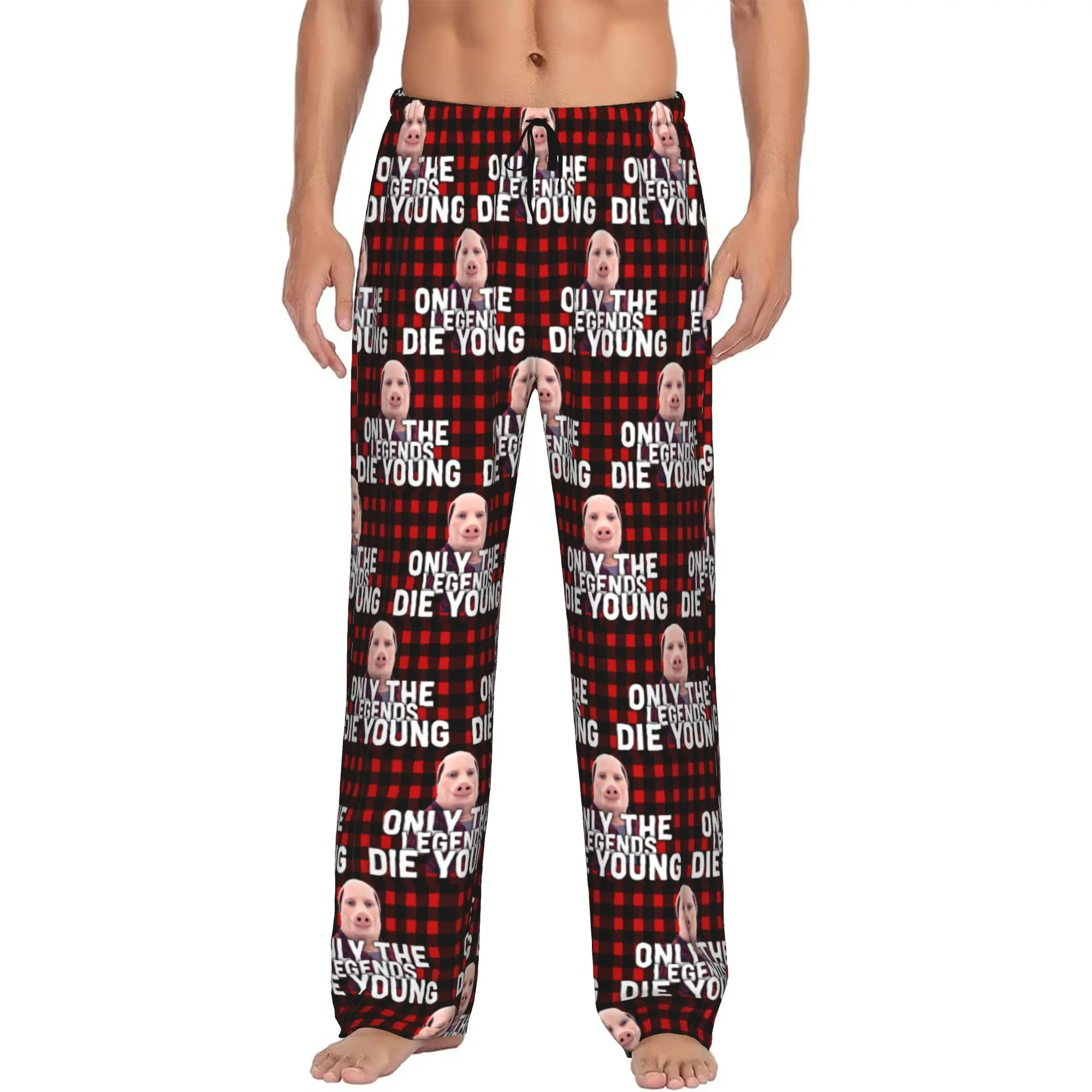 Custom Printed Men's John pork is calling Pajama Pants Funny Pig Sleepwear Sleep Lounge Bottoms with Pockets