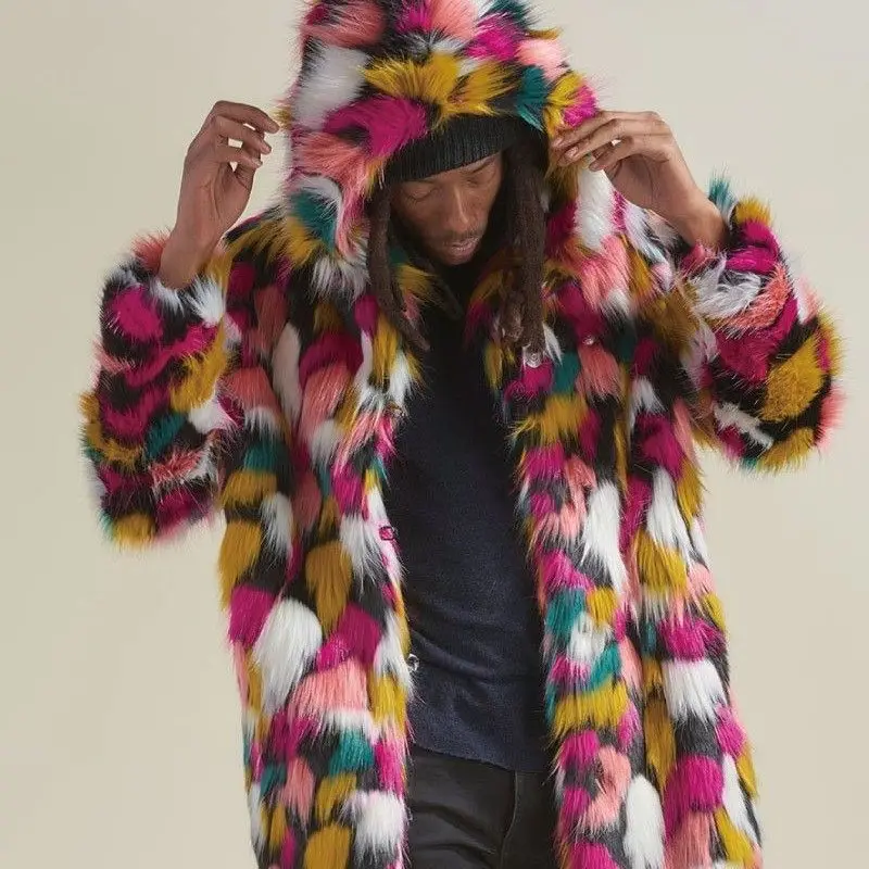 

Мужское зимнее длинное пальто с воротником из искусственного меха, пальто средней длины, свободная верхняя одежда с капюшоном, европейский Sle Long Sve