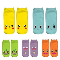 Calcetines de algodón de Pikachu para niños, dibujos animados, juego de Pokémon, ropa bonita, madre e hijos