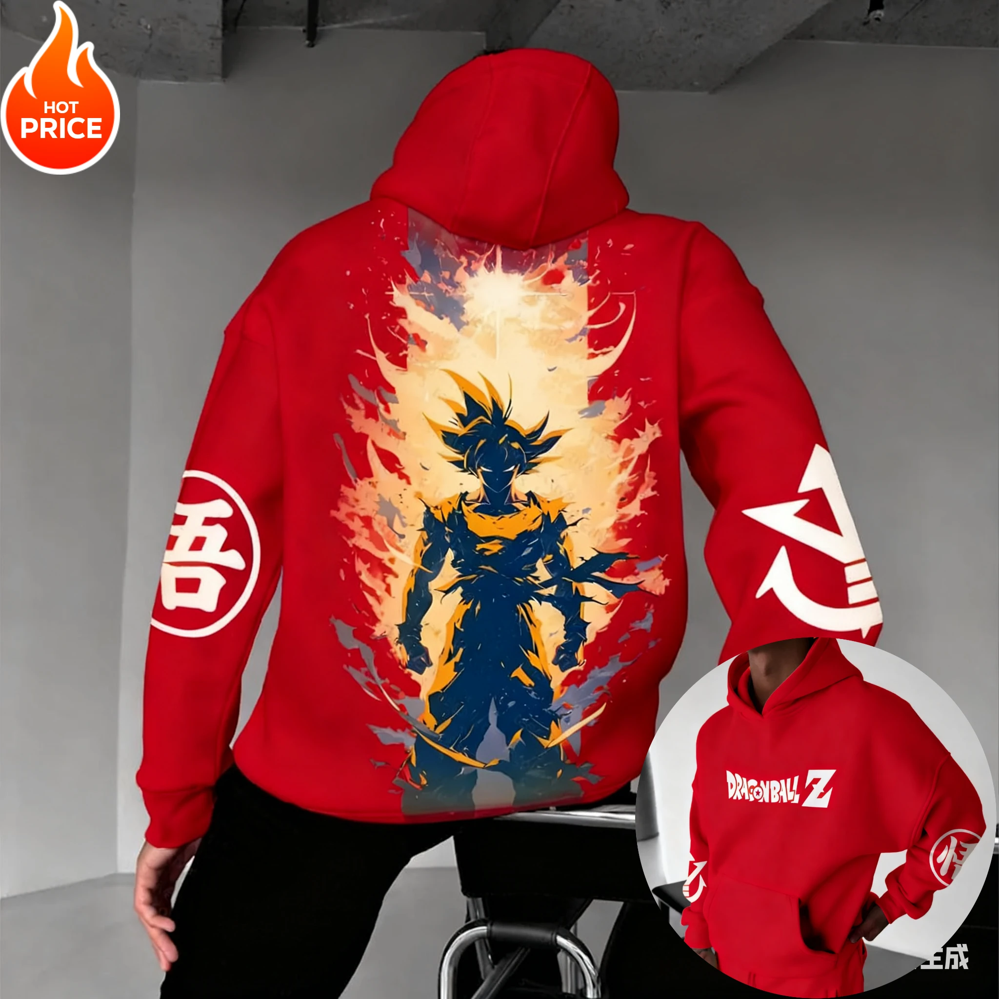 سون جوكو لعبة دراغون بول سايان هاراجوكو ملابس الشارع الخريف الرجال خمر هوديي الشتاء النساء المتضخم مقنعين البلوز طويلة الأكمام #1