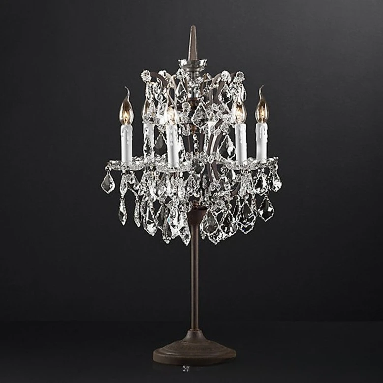 

Настольная лампа RH в ретро-стиле, британско-американский кантри-стиль, с кристаллами, креативный дизайн, мягкий декор, для гостиной, спальни, прикроватная лампа, напольная лампа.