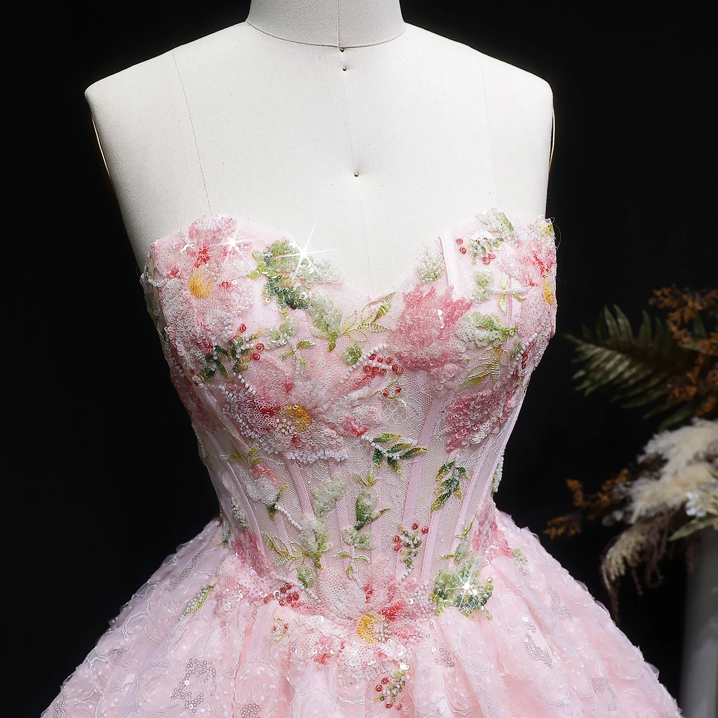 Sharon Said Rosa Sweetheart Homecoming-Kleid mit 3D-Blumenkorsett, Bubble Dubai Sexy Kurzes Cocktail-Abschlussballkleid RM136 Maßanfertigung – Detail 8