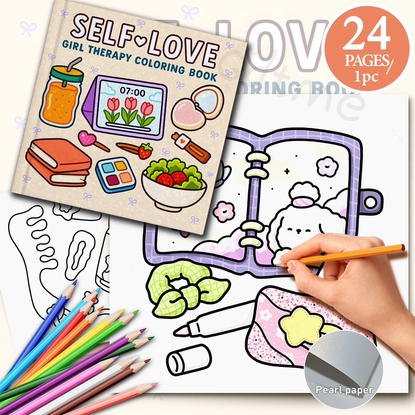 كتاب تلوين الحب الذاتي للبالغين - أنماط جريئة وسهلة لتخفيف التوتر، تصميمات حيوانات وأزهار لطيفة، هدية عيد ميلاد مثالية ﻿