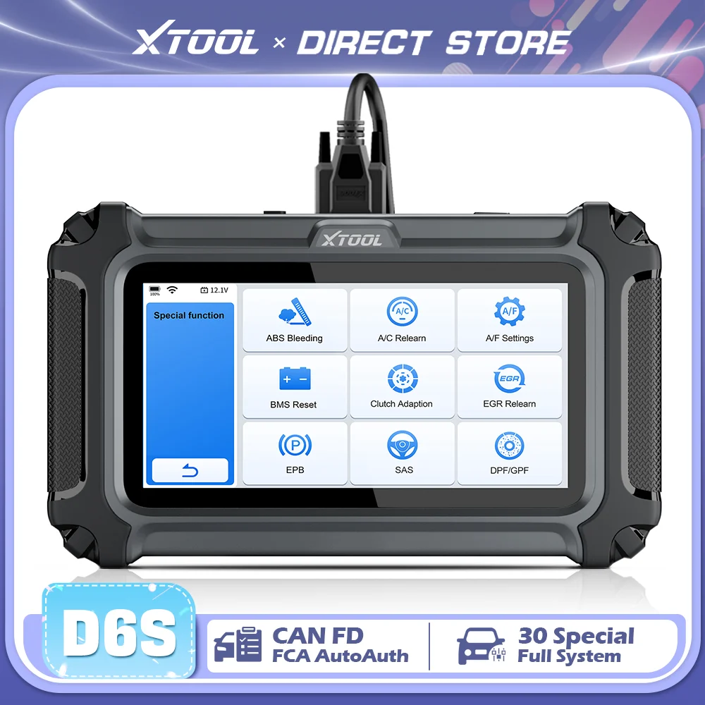 XTOOL D6S OBD2 Scanner Car Diagnostic Tools Automotive Scanner Code Reader Full System 30 Resets Free Update FCA Autoauth CAN FD