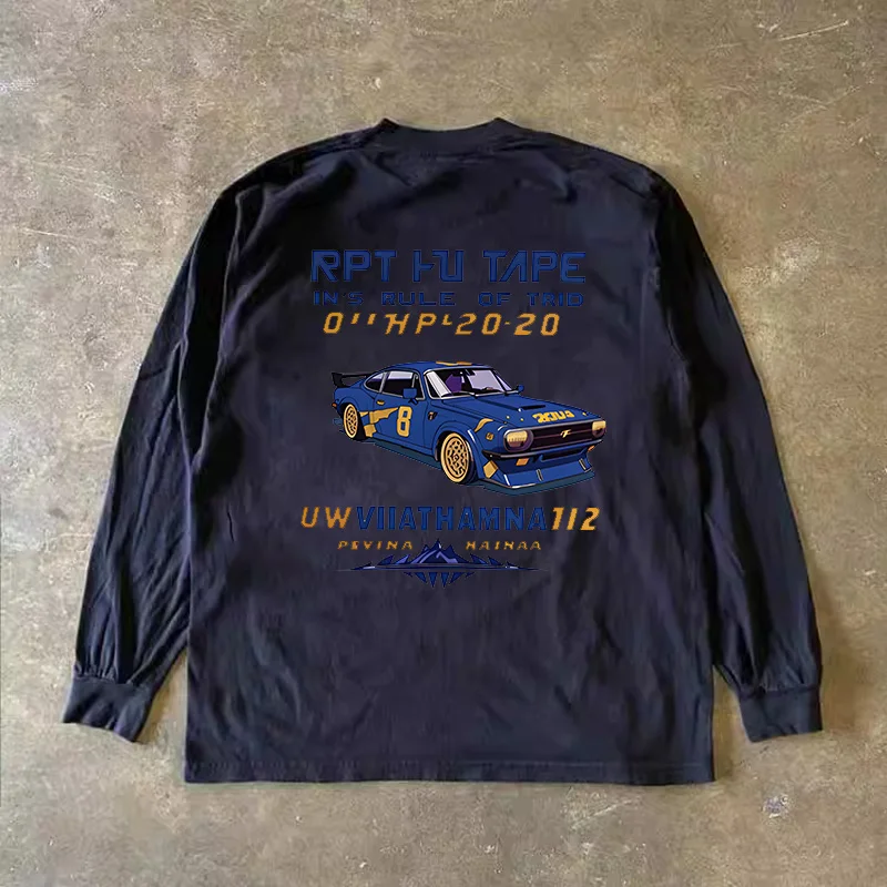 Long Sleeve 310 Pure Cotton Men's T-Shirt Upward Hero Non-Light American Style Couple's T-Shirt Youth Loose Fit Printed Tee