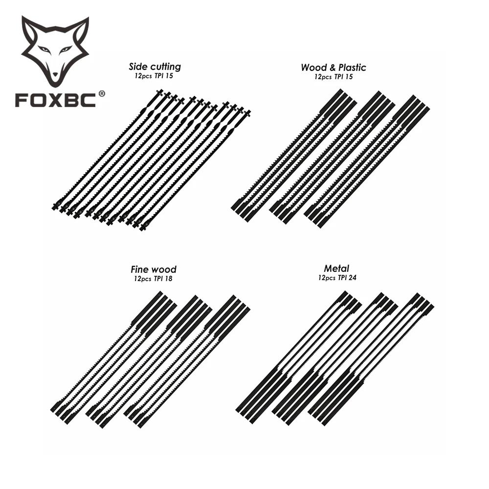 FOXBC 105 mm 4-Inch Scroll Saw Blade Pin End for Dremel Moto-Saw MS20 MS20-01 MS51-01 MS52-01 MS53-01 15/18/24 TPI 48 Pack