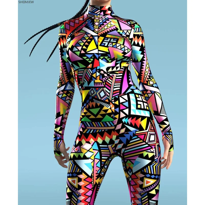 Mono Sexy con estampado 3D de puntos de Color denso para mujer, traje de Cosplay para adultos, monos de fiesta, mono de carnaval, monos de S-XL para mujer