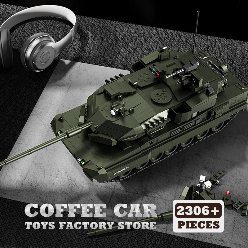 

WW2 Heavy Tank Building Blocks Toys Armored Car Model Military Panzer 2A8 MOC Bricks Adults Boys Kids Christmas Gift Home Decor