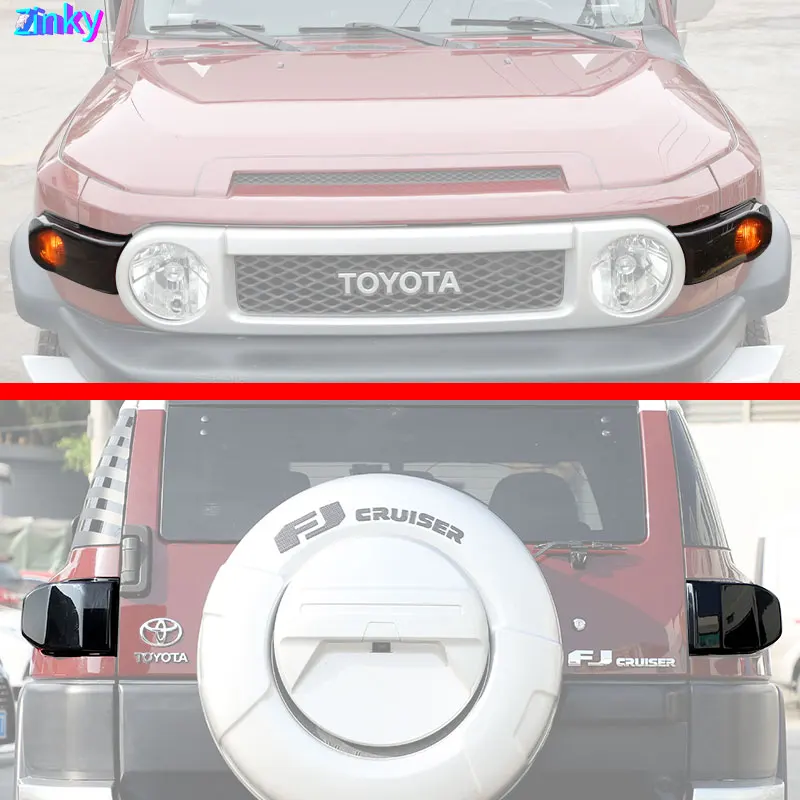 

Zinky for Toyota FJ Cruiser 2007 - 2021 Car Front and Rear Headlight Blackened Shell Decorative Cover ABS Car Light Protection