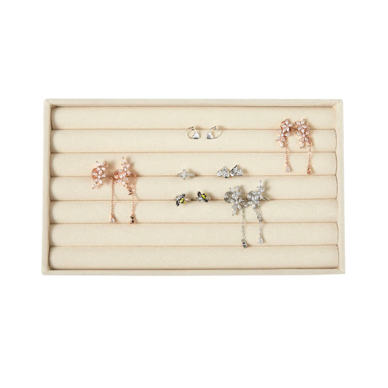 Velvet Jewelry Display Stackable Exquisite Jewellery Holder Portable Ring Earrings Necklace Organizer Box organizator