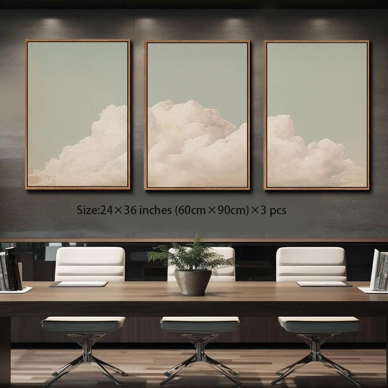 24x36 Inch 3-Piece Framed Abstract Canvas Wall Art, Minimalist Dream Cloud Textured Wall Prints, Neutral Tone Indoor Wall Decor for Living Room Bedroom Office