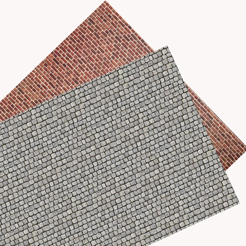 6pcs/10pcs Simulation Street Ground Brick Sticker Model Diy Making Building House Micro Landscape Paper Materials Kits 21x29cm