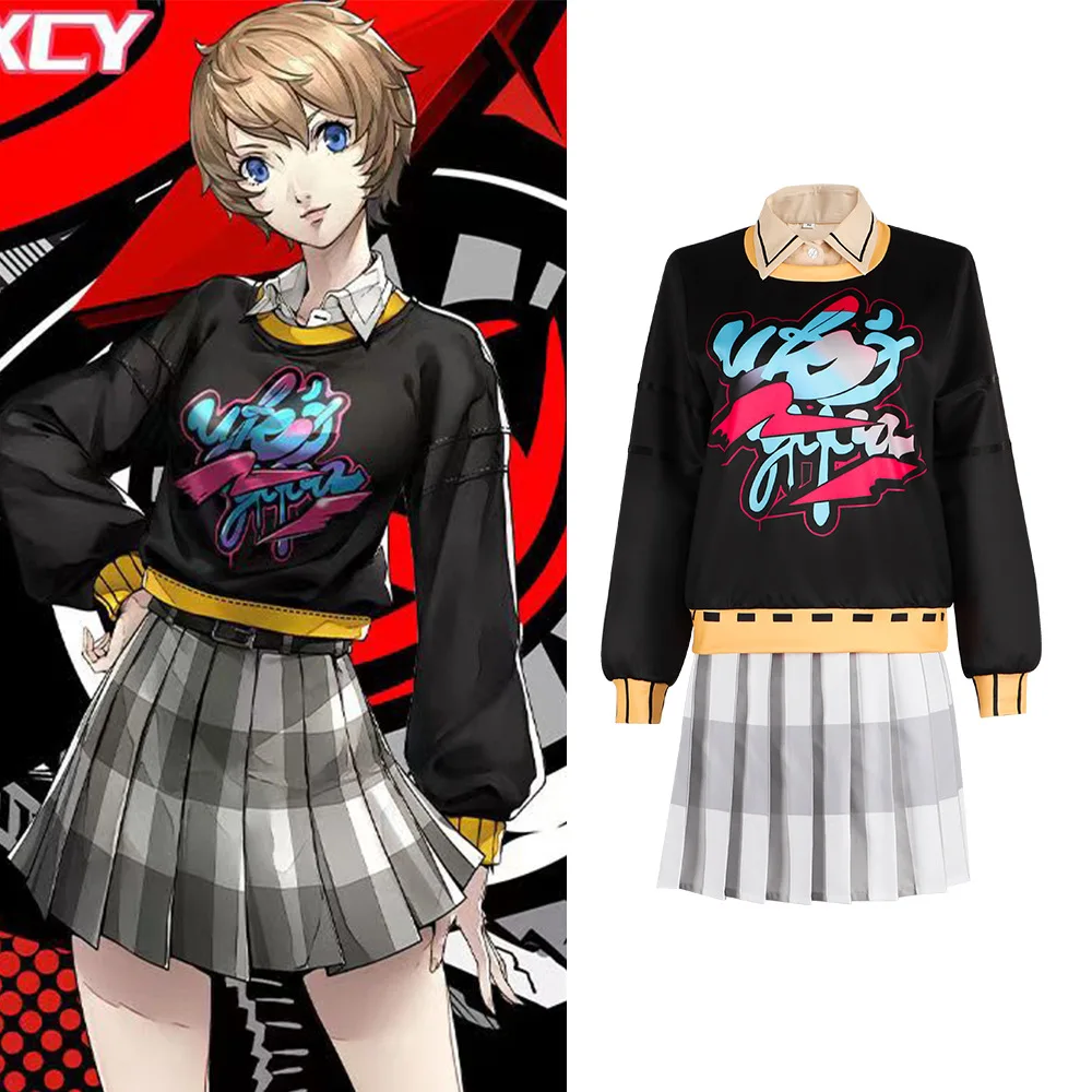 Motoha Arai Costume Game Persona P5X Cosplay The Phantom X JK Uniform Hoodie Lolita Skirt Outfit Women Sexy Halloween Party Suit