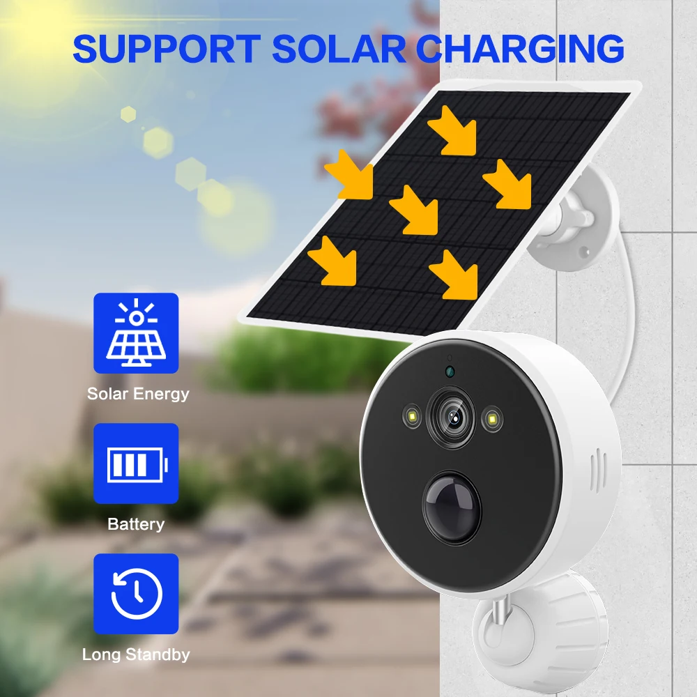 WIFI Camera 5MP HD Built-in Battery Solar Outdoor Wireless Security Camera PIR Human Alarm CCTV Video Surveillance iCsee APP