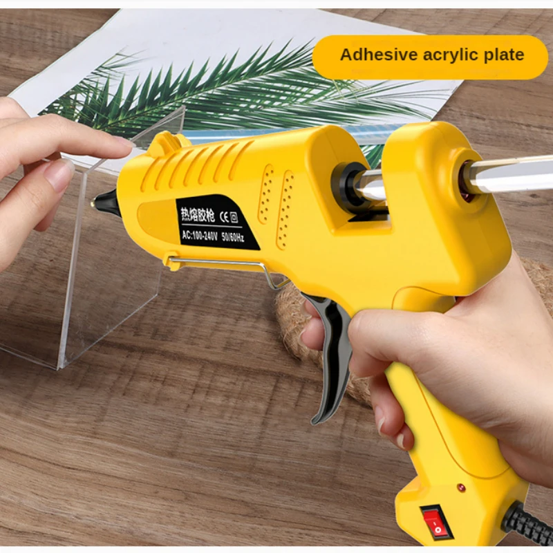 Hot Melt Glue Gun with 11mm Glue Stick Professinal Hot Silicone Gun Fast Heating DIY Tools Thmeral Glue Gun Black/Yellow EU Plug