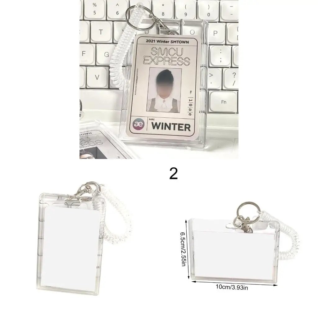  Acrylic Card Case With Spring Cord Water Resistant Card Protector For Student