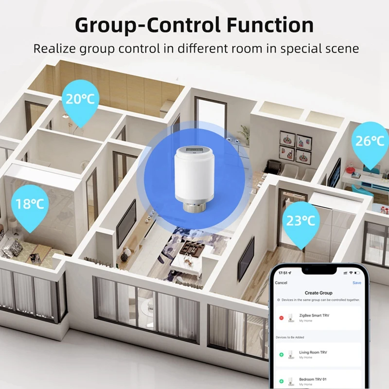 Smart Thermostatic Radiator Valve Programmable App Remote Temperature Controller Work For Alexa Google Home