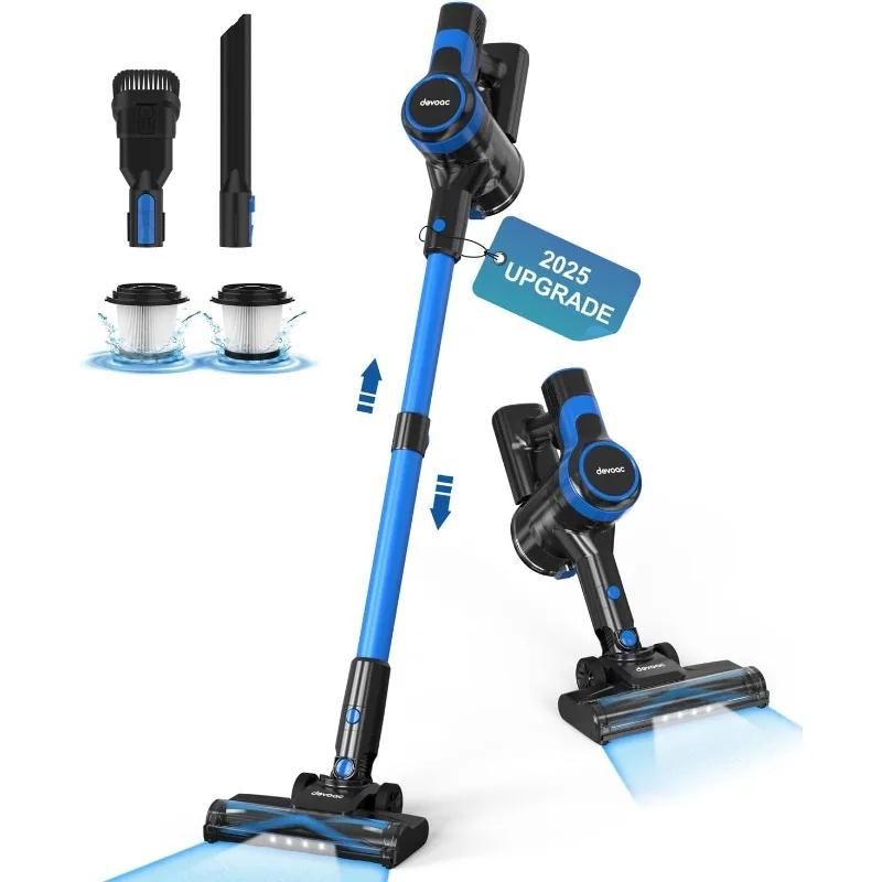 

DEVOAC Cordless Vacuum Cleaner, Lightweight Wireless Vacuum with Rechargeable Battery, Convenient 6 in 1 Stick Handheld Vacuum