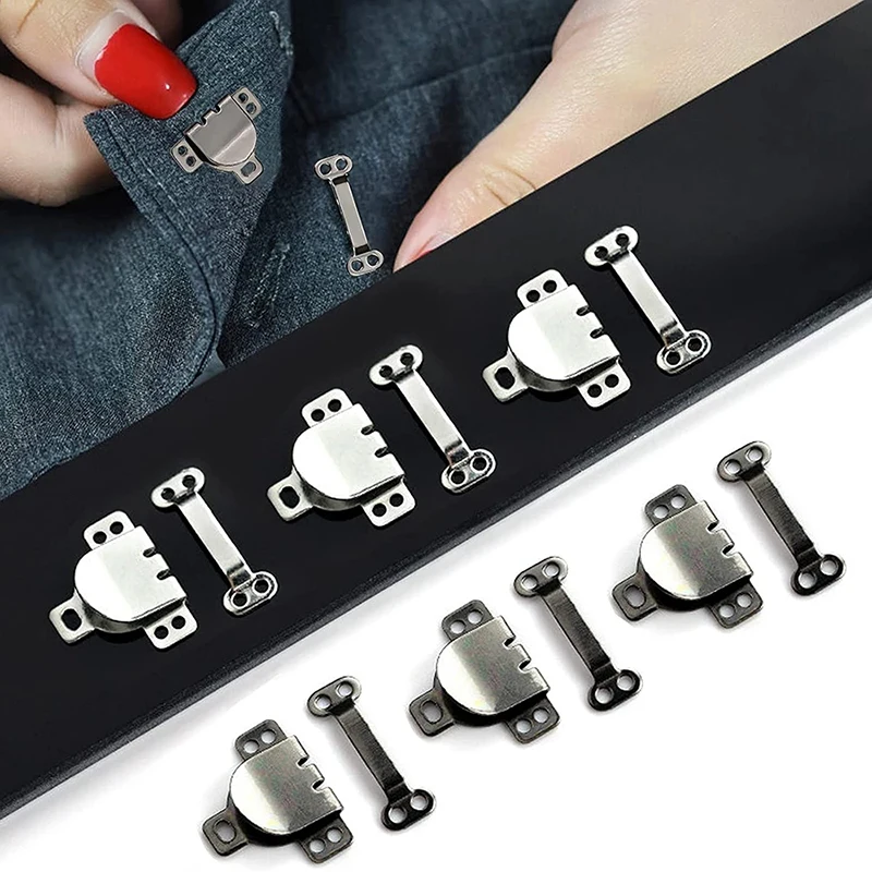 10Set/bag Metal Trousers Suit Pants Hook Button Skirt Garment Invisible Hooks DIY Pants Adjustment Buckle Sewing Accessory