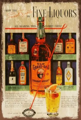 Old Grand Dad Liquor Advert Vintage Look Retro poster Metal Sign Letter Box Gift