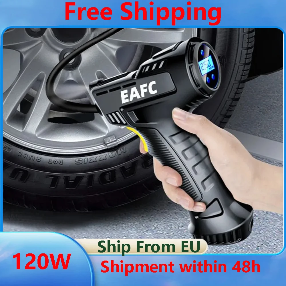 EAFC Handheld Air Compressor Wireless/Wired Inflatable Pump Portable Air Pump Tire Inflator for Car Bicycle Balls Motorcycle