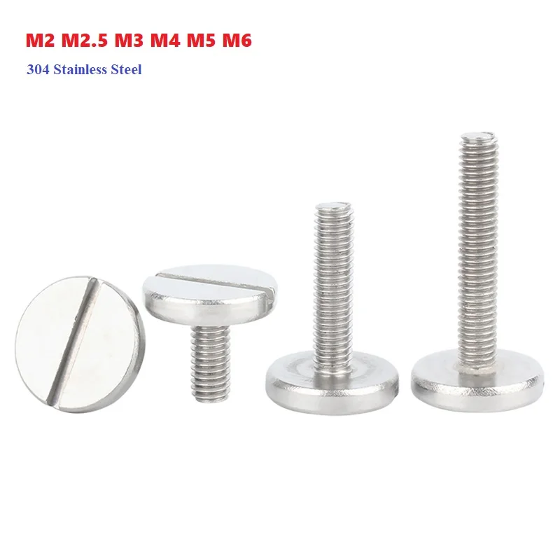 

M2 M2.5 M3 M4 M5 M6 304 Stainless Steel One-Word Slotted Flat Head Screw Large Round Disk Bolt THumb Screw Length 3mm~40mm