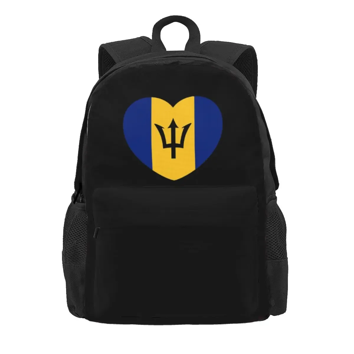 Barbadian Heart For Real Bajans Barbados Flag Rucksack, Tagesrucksack, große Kapazität, Büchertasche, Schultasche, Umhängetaschen für Männer und Frauen