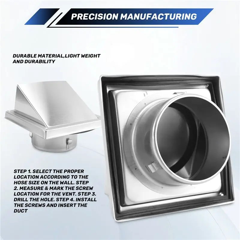 NEW HOT In Stock-4In Dryer Vent Cover Outdoor Wall With Cushioned Non Return Flap,External Extractor Wall Vent