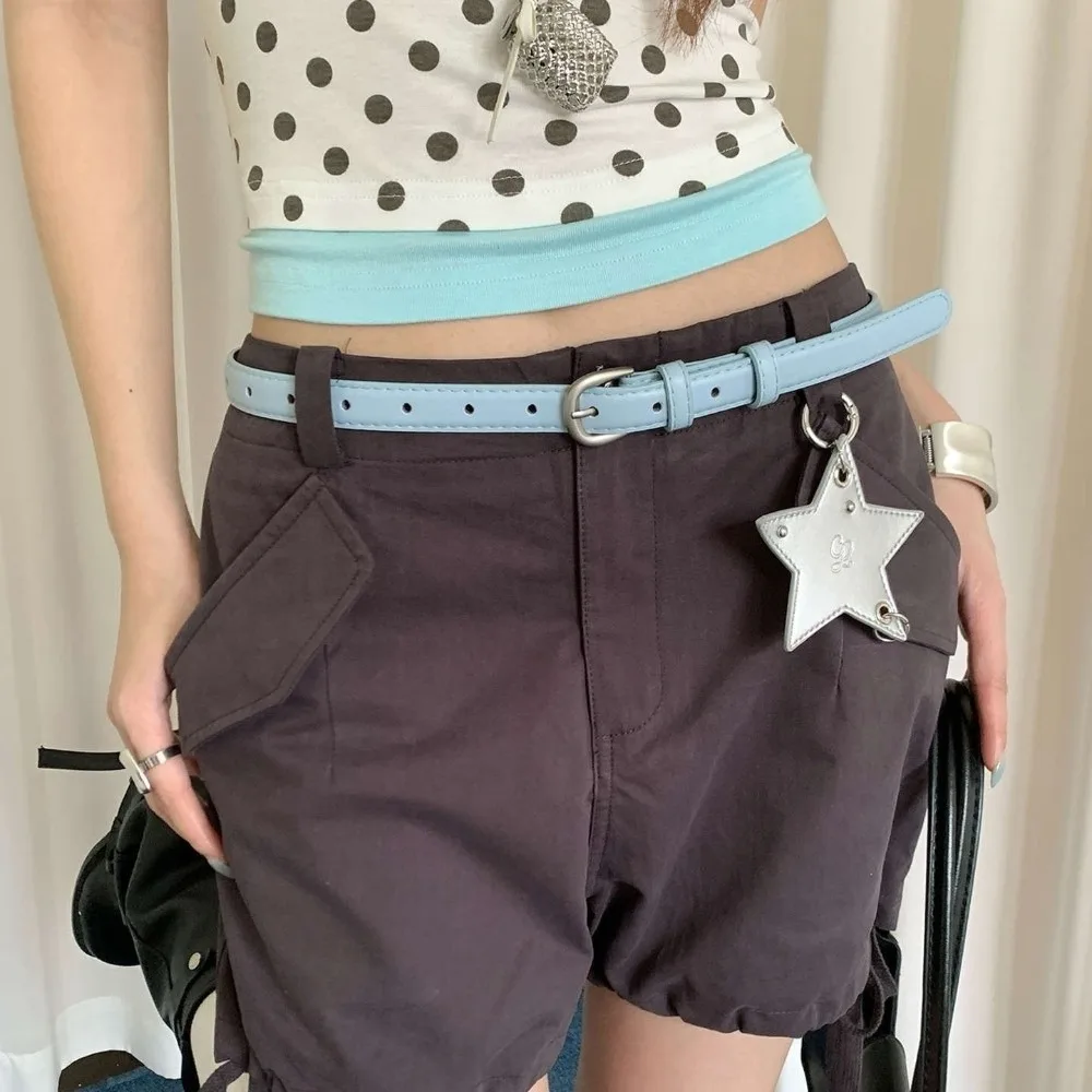Sweet Pink Waist Belt Slim Design Summer Matching Leather Belt Dopamine Style Decorative Jeans Belt Street Style