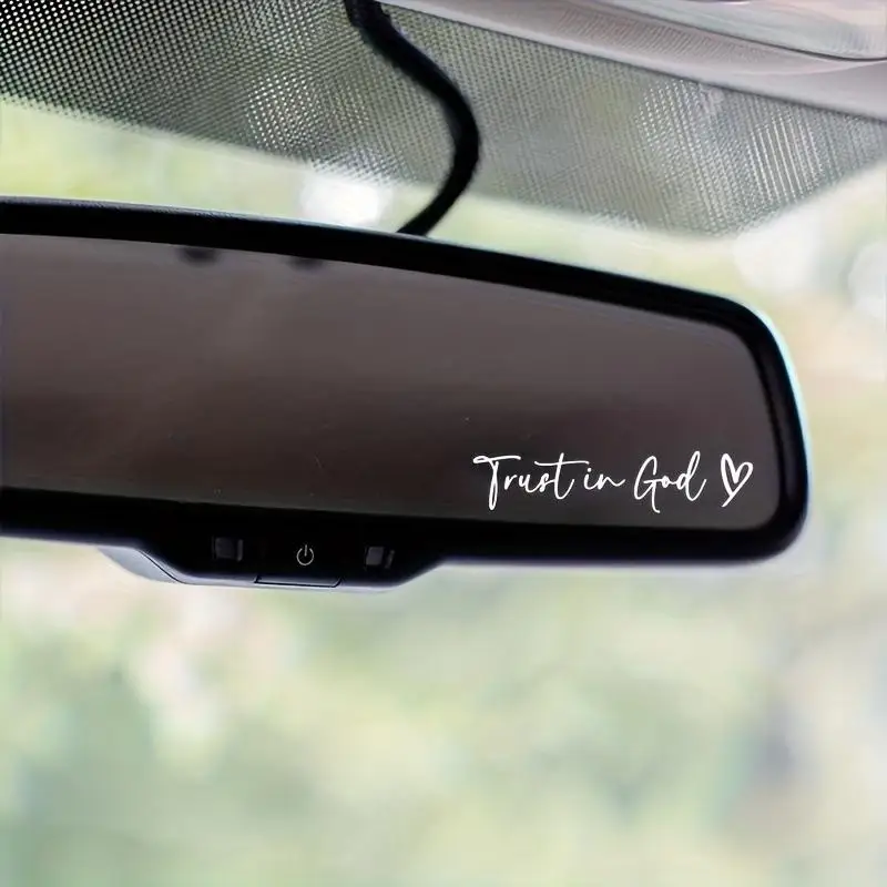 Autocollant étanche pour rétroviseur de voiture, 1 pièce, autocollant avec lettres Trust In Heart, accessoire de décoration intérieure pour vitre de voiture
